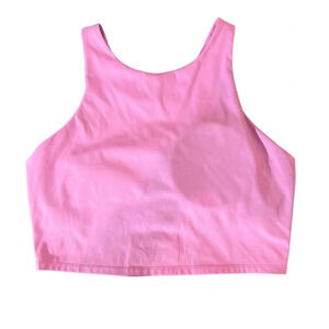 Women's Pink Padded Activewear Crop‎ Top with Built in Bra Size Large